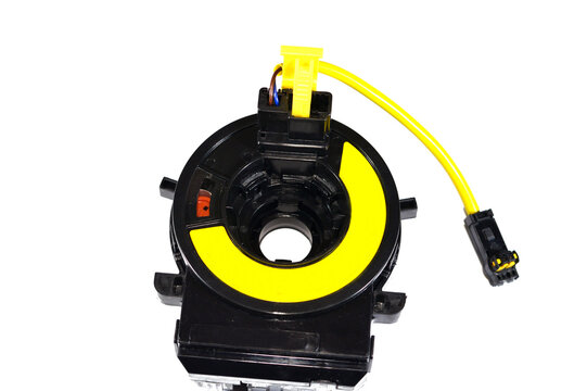 Airbag spiral cable clock spring for automobiles, that stores energy on a rotating axis, consist of a flat multicore cable wound in a spiral shape, a spiral-wound special rotary electrical conductor