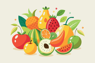 healthy and delicious fruit mix with exotic and common varieties