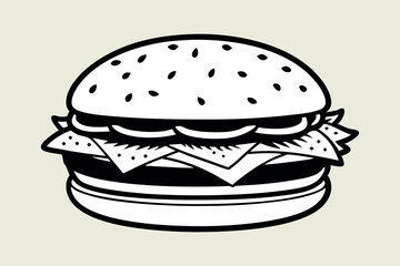 simple hamburger illustration for food delivery app design