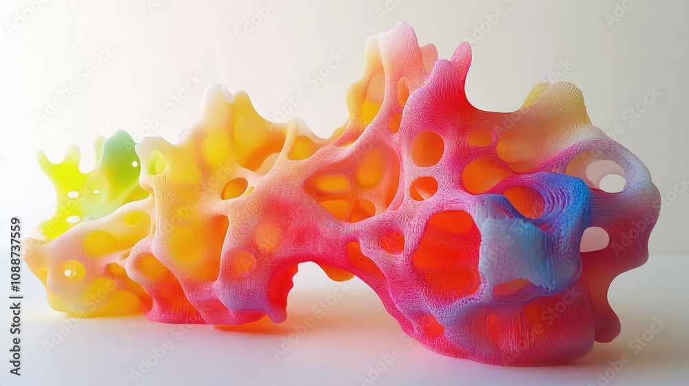Poster abstract colorful three dimensional sculpture design