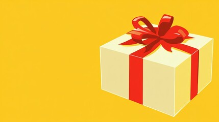 Obraz premium A white box with a red bow on top