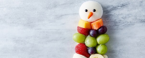 Whimsical Snowman made of Fresh Fruits &acirc;&euro;&ldquo; Fun and Healthy Winter Treat