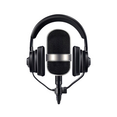 High-quality microphone with headphones, perfect for streaming, podcasting, and recording audio in professional environments.