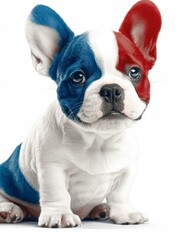 Obraz premium Bouledogue Français aux poils bleu blanc rouge