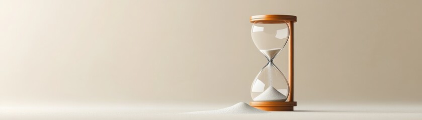 Investing mistake fail business and volatility Concept, An elegant hourglass with flowing sand, symbolizing the passage of time against a neutral background.