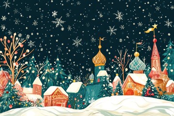 Christmas winter illustration snow art.