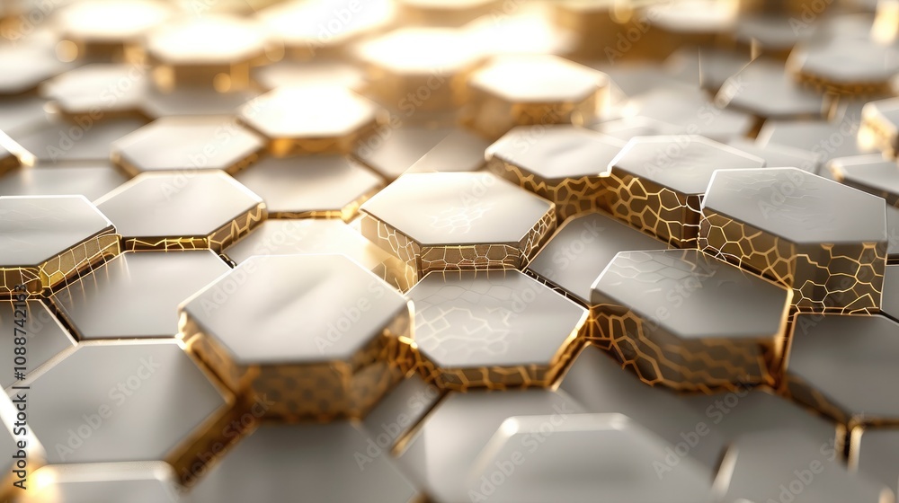 Leinwandbilder hexagonal tech pattern, a futuristic background filled with glowing hexagonal patterns interconnecte