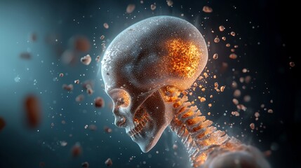Fibromyalgia Pain Illustration: Pain symptoms in fibromyalgia are depicted as glowing points.