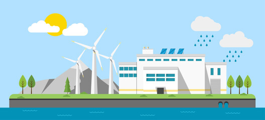 ecological factory. green energy. vector