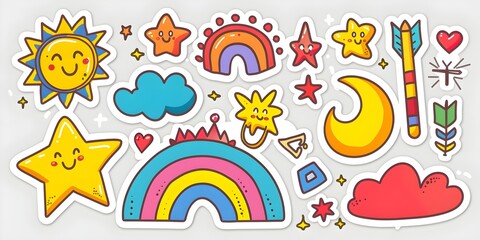 kid stickers on the white background Ai generate 