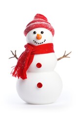 Snowman winter white background.