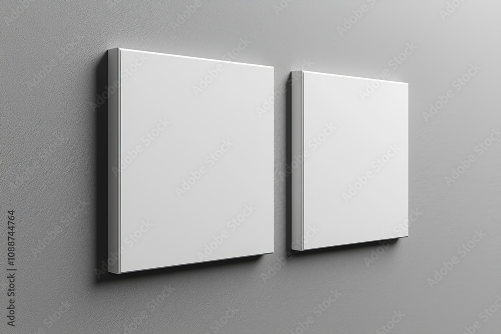 Poster graphix based mockup of a blank a4 photorealistic landscape brochure on light grey background.