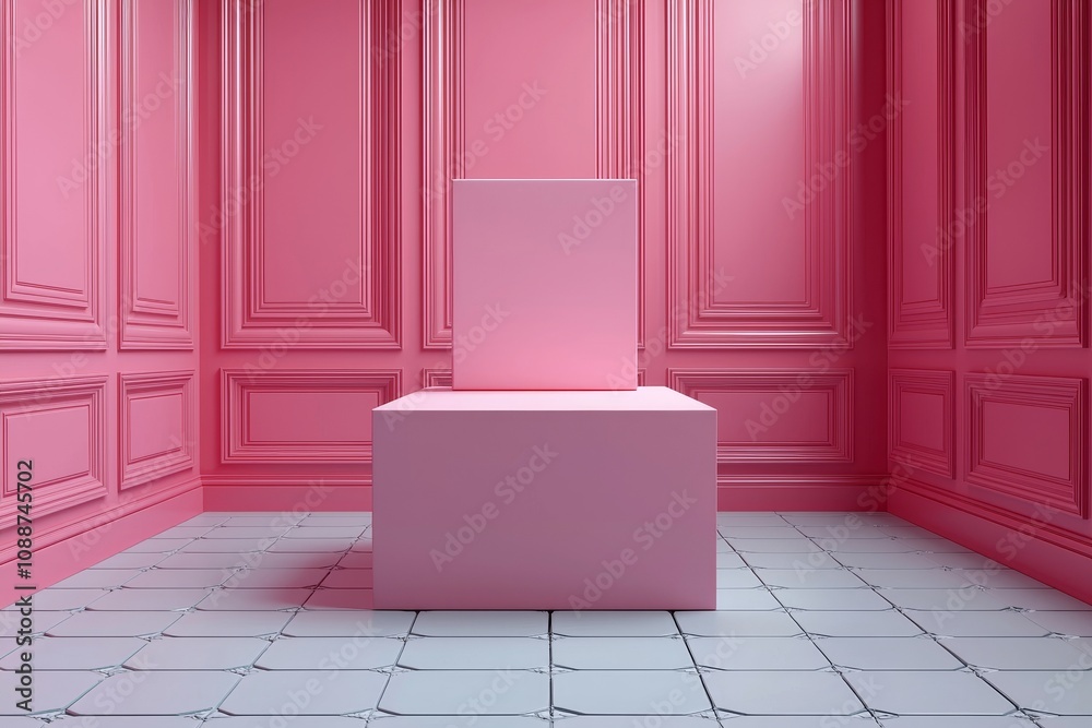 Poster A photorealistic flat rectangle cardboard package box mockup on a light gray background. 3D illustration. A blank mockup template is available for you to customize.