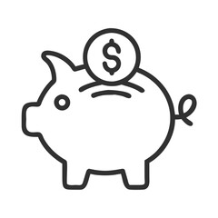 Minimalistic piggy bank with dollar coin