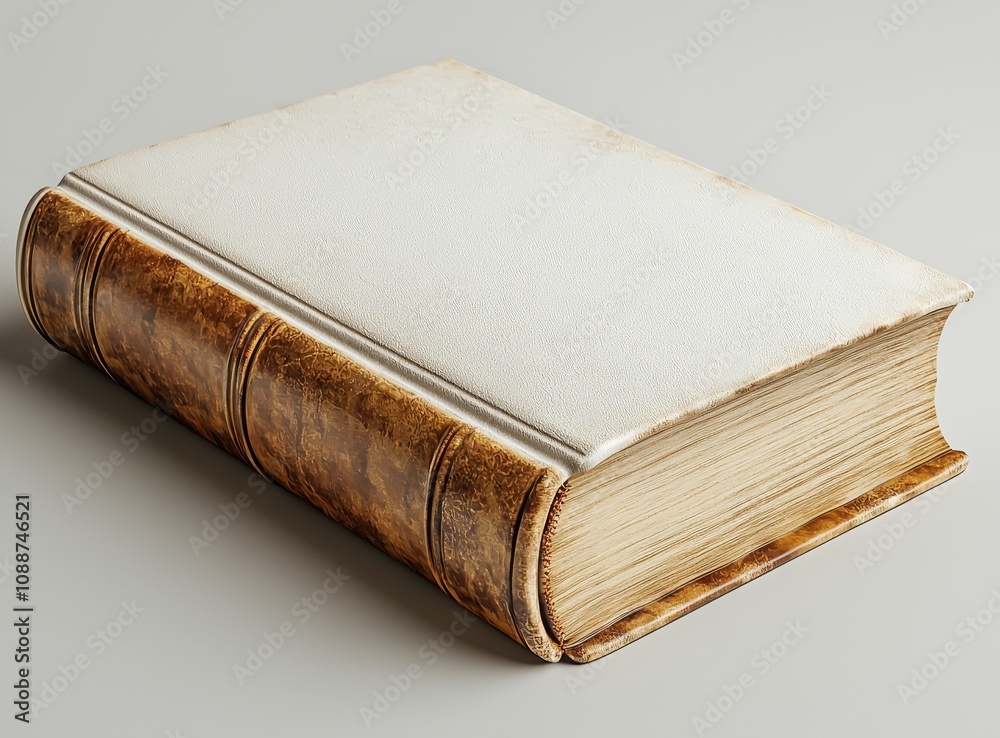 Poster 3d rendering of a blank hardcover book floating on white
