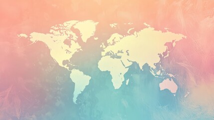 Obraz premium A minimalist global digital abstract background featuring subtle world map outlines and gradients