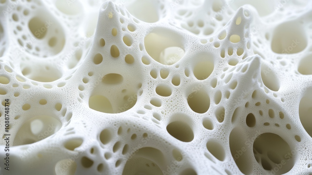 Poster abstract white porous structure with irregular cavities