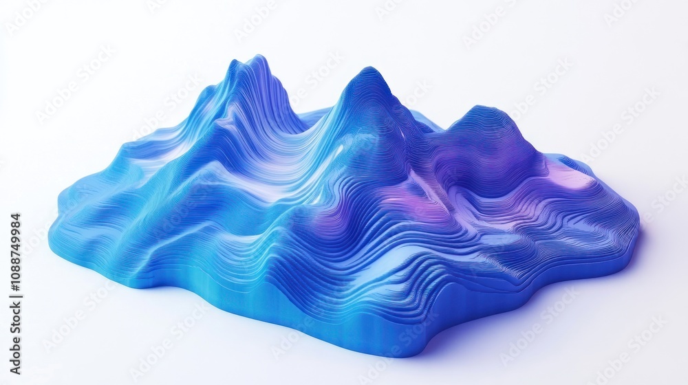 Aufkleber abstract representation of mountains with smooth, flowing lines and vibrant colors.