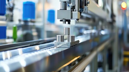 Precision Robotic Arm in Modern Manufacturing Plant Performing Assembly Operations on Metal Parts in a High-Tech Industrial Environment