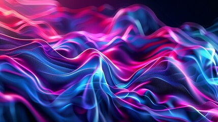 Obraz premium An abstract 3D rendering of flowing, glowing lines of blue and pink.