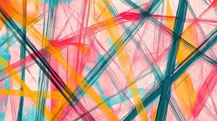 Fototapeta premium A playful digital abstract lines pattern with overlapping shapes and colors for visual interest