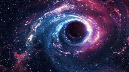 A black hole with a swirling galaxy around it.