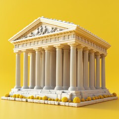 Obraz premium Ancient Greek Temple on a Vibrant Yellow Background