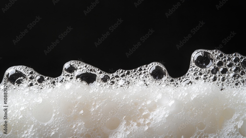 Poster an image of soap foam and lather against a black background