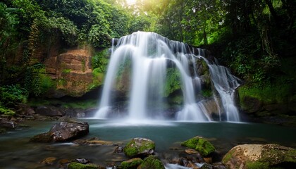 Obraz premium Waterfall view on a bright day