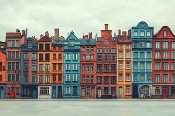 Obraz premium A row of buildings. Generative AI