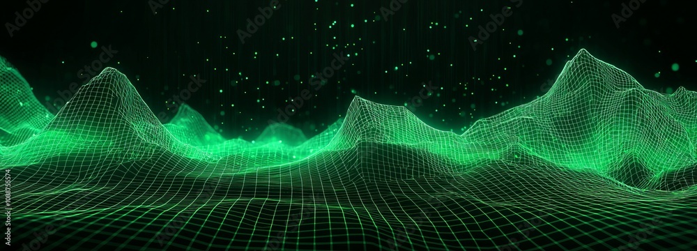 Poster dna wave animation with green dots and lines on a blue background with music. genetic biotechnology 