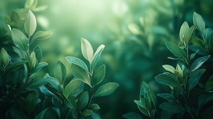 A serene green digital abstract composition featuring soft gradients and nature-inspired elements