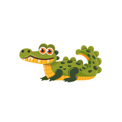 Fototapeta premium Cute baby crocodile flat cartoon illustration on white background. Alligator clipart
