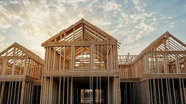 A row of new houses under construction