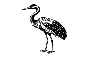 crane bird animal silhouette vector icon on a white background