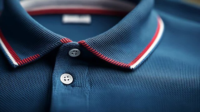 The image focuses on the collar of a men's polo shirt