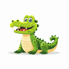 Fototapeta premium Cute baby crocodile flat cartoon illustration on white background. Alligator clipart