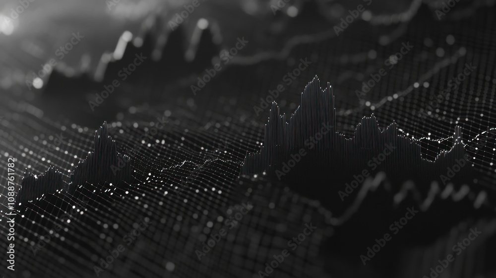 Aufkleber Abstract data visualization with peaks and valleys representing analytics trends.