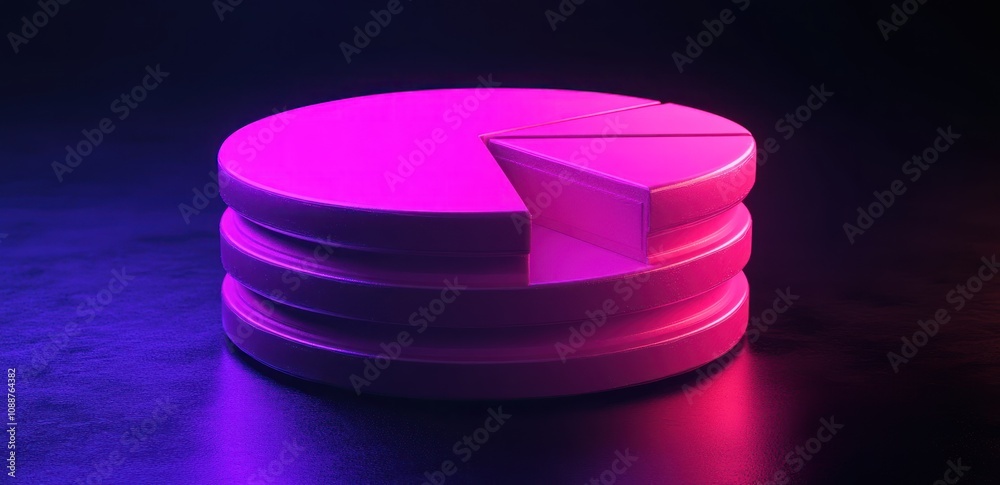 Aufkleber a stylized pie chart with a vibrant purple glow, representing data visualization.
