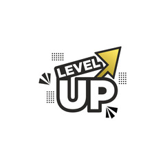 Level up typography logo design - level up text with arrow vector illustration