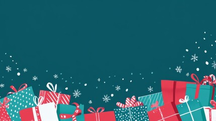 Obraz premium Gift Christmas and New Year A blue background with a bunch of presents on it