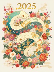 Obraz premium 年賀状のイラスト素材_巳年(2025)