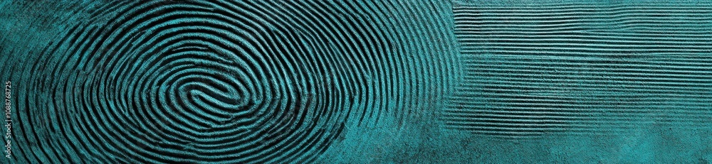 Poster Abstract design featuring a fingerprint pattern and textured background in teal hues.