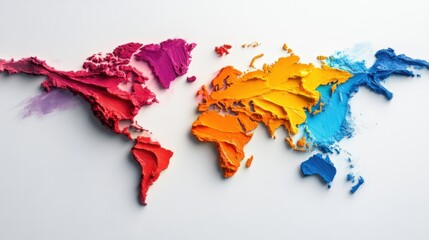 Colorful Global Map Representing Digital Governance