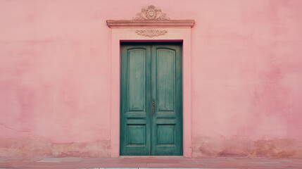 An old-fashioned green door with a simple design