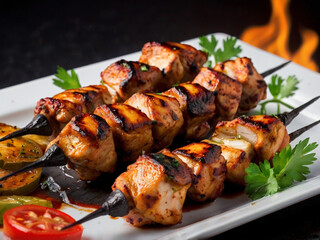 Grilled chicken skewers with vegetables