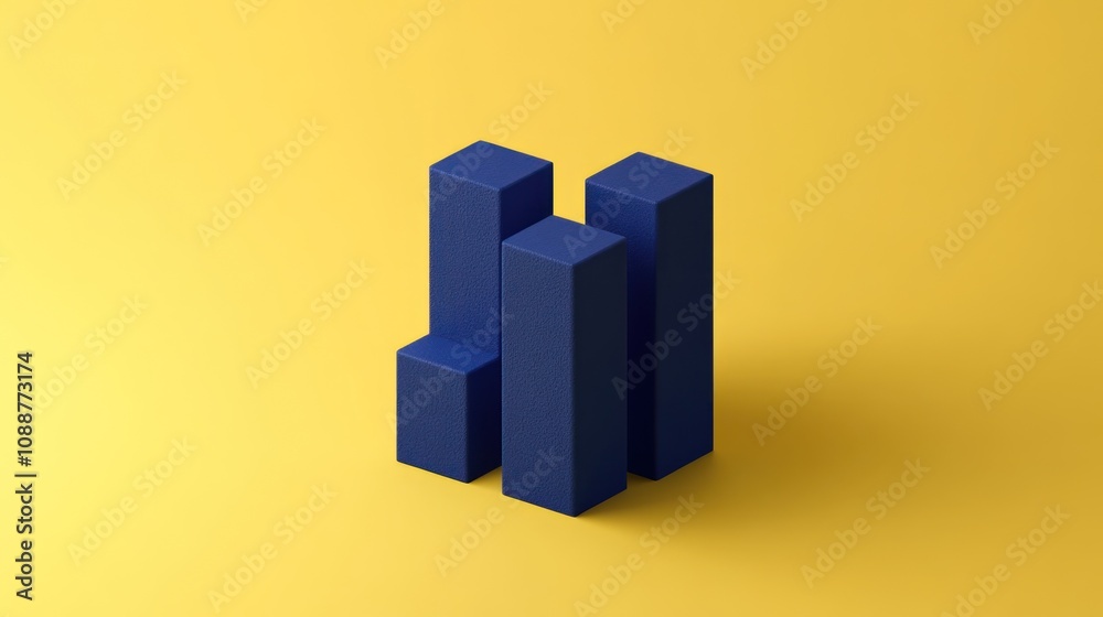 Aufkleber A minimalist arrangement of four dark blue rectangular blocks on a yellow background.