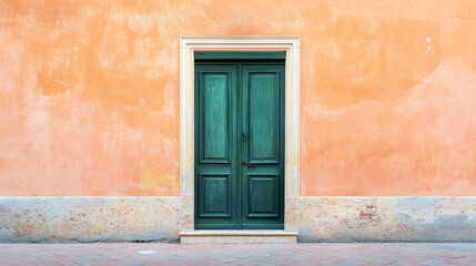 Fototapeta premium An artistic shot of an antique green wooden door