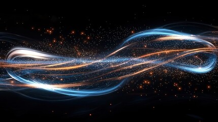 Fototapeta premium An artistic representation of a cosmic galaxy with glowing elements and dynamic movement