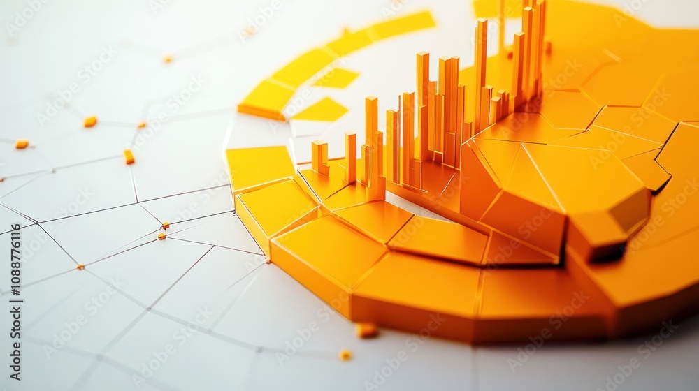 Aufkleber A vibrant, abstract representation of data visualization with geometric shapes and bars.